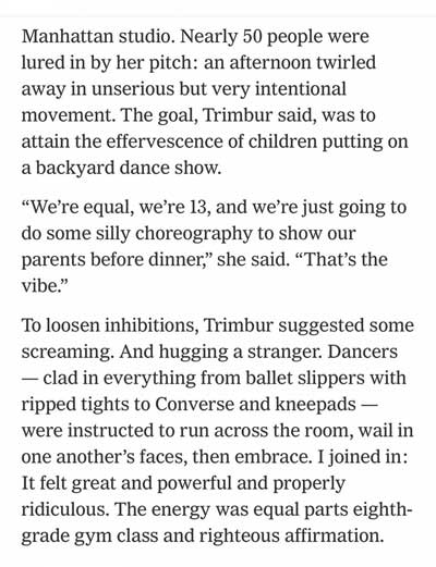 New York Times article about Angela Trimbur