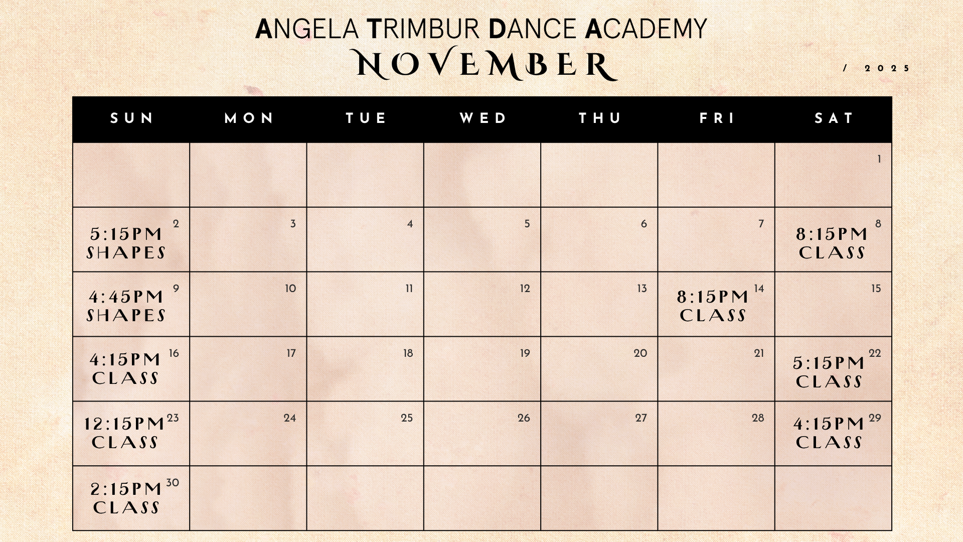 ATD Class Calendar November 2025 v02